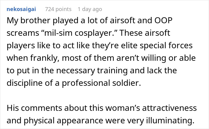 Airsoft Leader Boots Woman For Ignoring Dress Code, Learns She Was Lining Up Sponsors For The Squad Airsoft Leader Boots Woman For Ignoring Dress Code, Learns She Was Lining Up Sponsors For The Squad