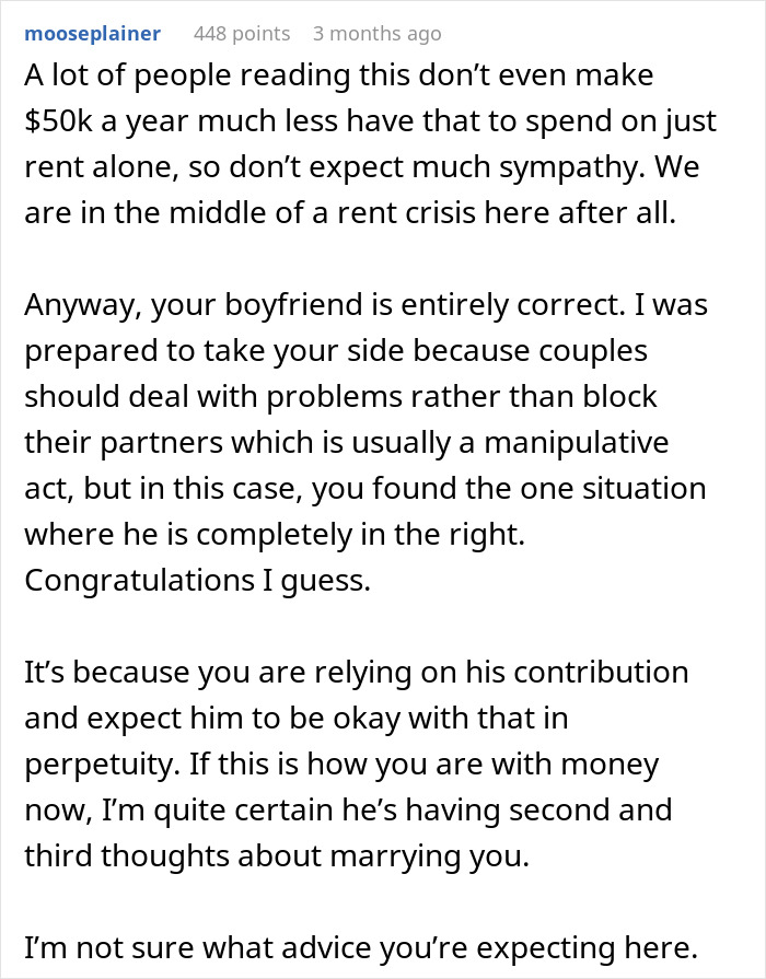 Man Blocks Girlfriend Everywhere After She Makes A Horrible Financial Decision: “This Can’t Be Real” Man Blocks Girlfriend Everywhere After She Makes A Horrible Financial Decision: “This Can’t Be Real”