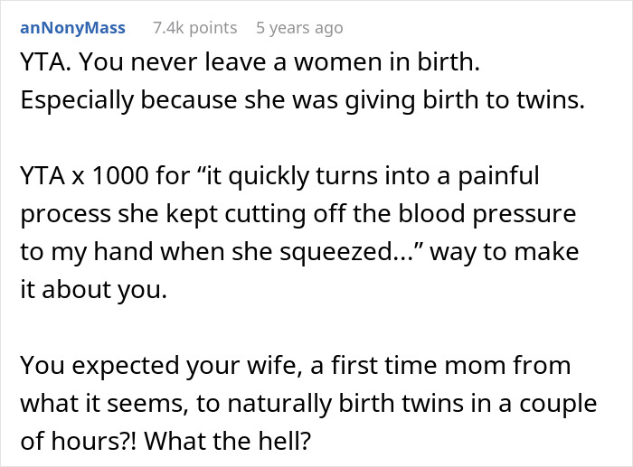 Husband Complains About Wife Squeezing His Hand Too Hard During Labor, Leaves To Get Some Rest Husband Complains About Wife Squeezing His Hand Too Hard During Labor, Leaves To Get Some Rest