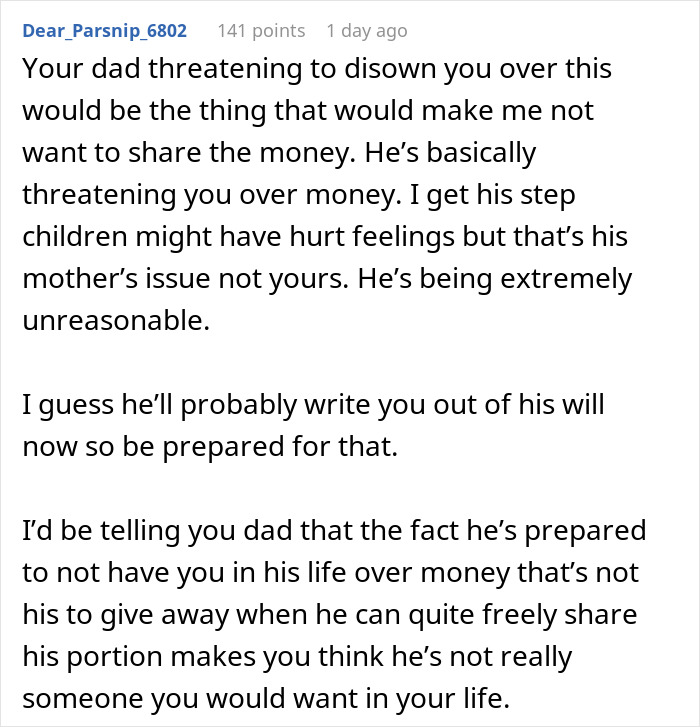 Greedy Dad Decides To Ruin His Relationship With Bio Kids Over Inheritance To Make Stepkids Happy Greedy Dad Decides To Ruin His Relationship With Bio Kids Over Inheritance To Make Stepkids Happy