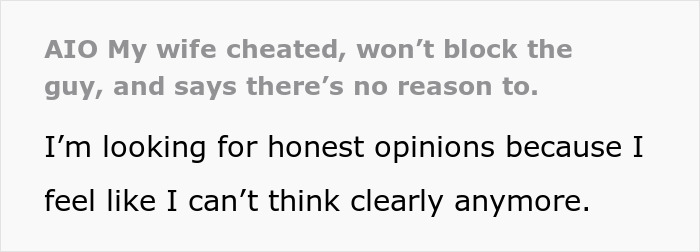 Cheating Wife Says The Affair Is Over, But Refuses To Cut Contact With The Other Man Anyway Cheating Wife Says The Affair Is Over, But Refuses To Cut Contact With The Other Man Anyway