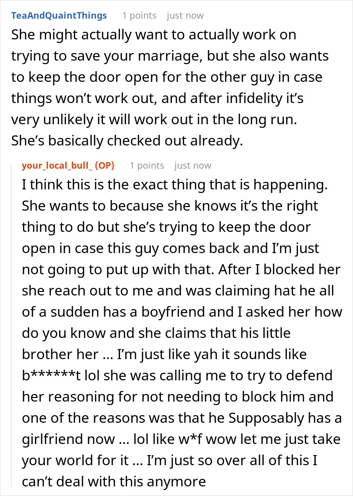 Cheating Wife Says The Affair Is Over, But Refuses To Cut Contact With The Other Man Anyway Cheating Wife Says The Affair Is Over, But Refuses To Cut Contact With The Other Man Anyway