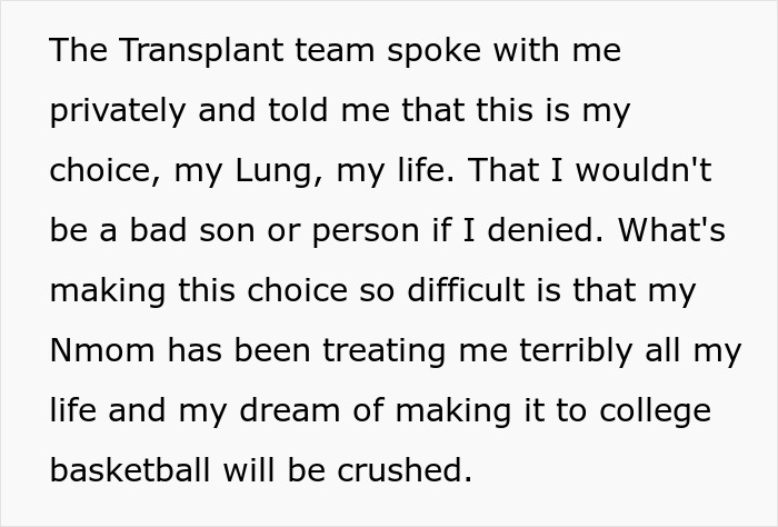 Teen’s Life Is A Mess After He Refuses To Donate His Lung To His Mom And She Feels Her End Nearing Teen’s Life Is A Mess After He Refuses To Donate His Lung To His Mom And She Feels Her End Nearing