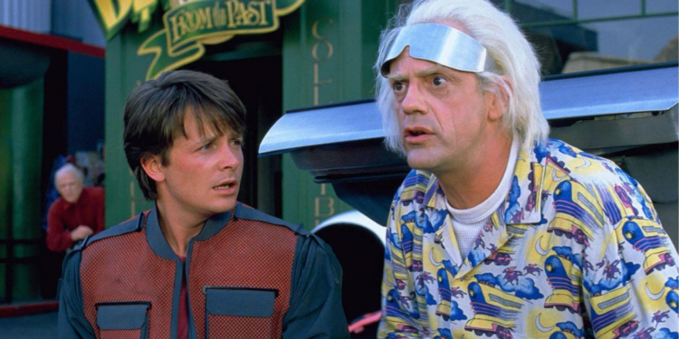 Michael J. Fox and Christopher Lloyd in Back to the Future Part II (1989) Michael J. Fox and Christopher Lloyd in Back to the Future Part II (1989)