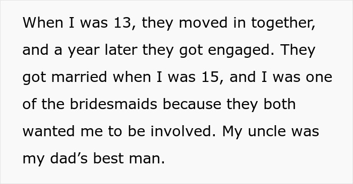 15YO Opens Up About Fearing Her New Stepmom, Uncle Turns Her Confession Into A Wedding Day Meltdown 15YO Opens Up About Fearing Her New Stepmom, Uncle Turns Her Confession Into A Wedding Day Meltdown