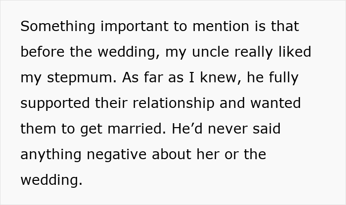 15YO Opens Up About Fearing Her New Stepmom, Uncle Turns Her Confession Into A Wedding Day Meltdown 15YO Opens Up About Fearing Her New Stepmom, Uncle Turns Her Confession Into A Wedding Day Meltdown