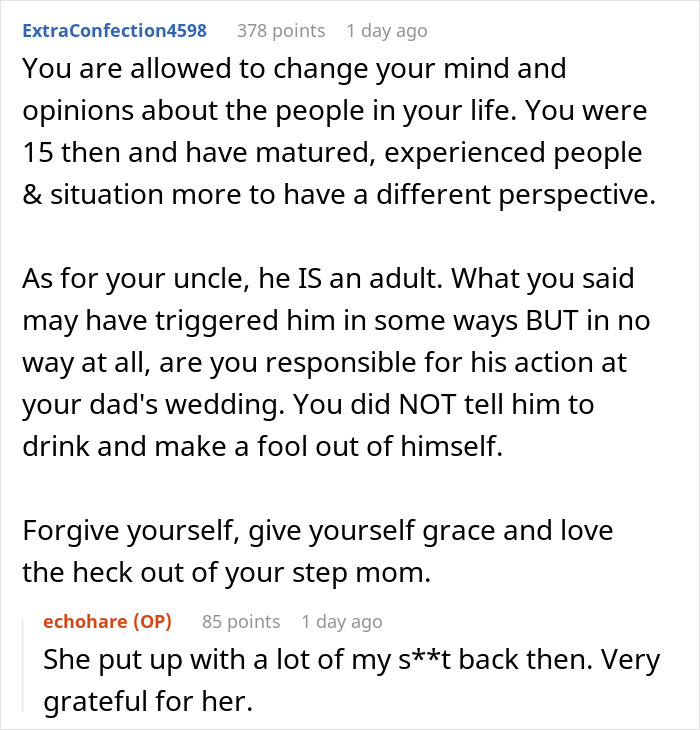 15YO Opens Up About Fearing Her New Stepmom, Uncle Turns Her Confession Into A Wedding Day Meltdown 15YO Opens Up About Fearing Her New Stepmom, Uncle Turns Her Confession Into A Wedding Day Meltdown