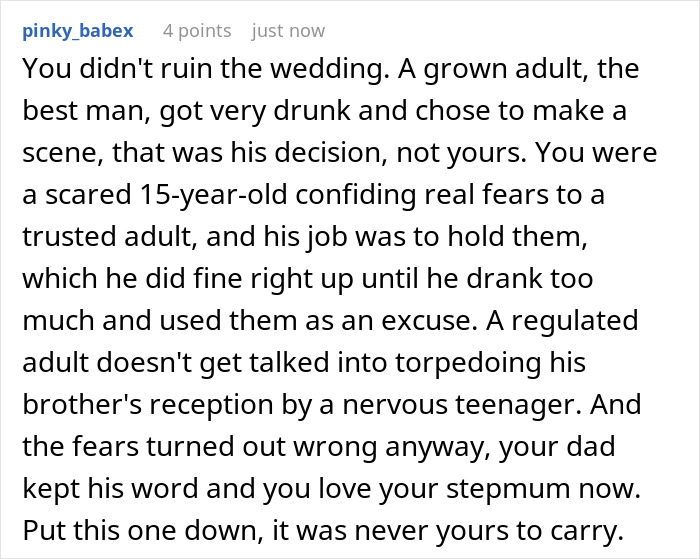 15YO Opens Up About Fearing Her New Stepmom, Uncle Turns Her Confession Into A Wedding Day Meltdown 15YO Opens Up About Fearing Her New Stepmom, Uncle Turns Her Confession Into A Wedding Day Meltdown