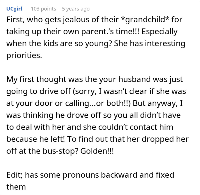 Pushy MIL Demands Four-Hour Ride Before Sunrise, Son Agrees But Drops Her Off At The Bus Station Pushy MIL Demands Four-Hour Ride Before Sunrise, Son Agrees But Drops Her Off At The Bus Station