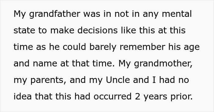 Woman Bans Aunt Who Secretly Changed Grandpa’s Will From Her Wedding, Grandma Calls Her Unforgiving Woman Bans Aunt Who Secretly Changed Grandpa’s Will From Her Wedding, Grandma Calls Her Unforgiving