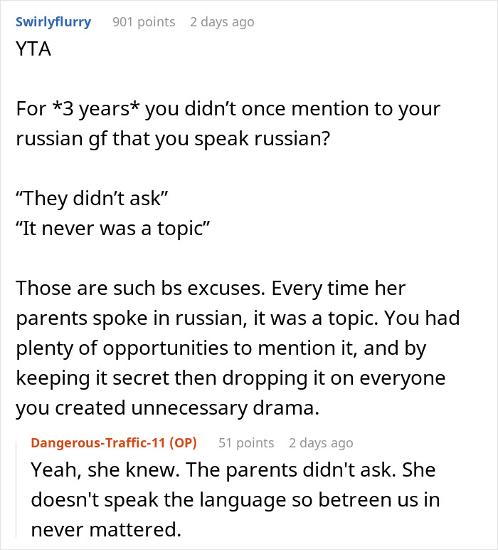 Guy’s Accidental Russian Reveal Leaves GF’s Parents Feeling Like He Was Hiding A Major Secret Guy’s Accidental Russian Reveal Leaves GF’s Parents Feeling Like He Was Hiding A Major Secret