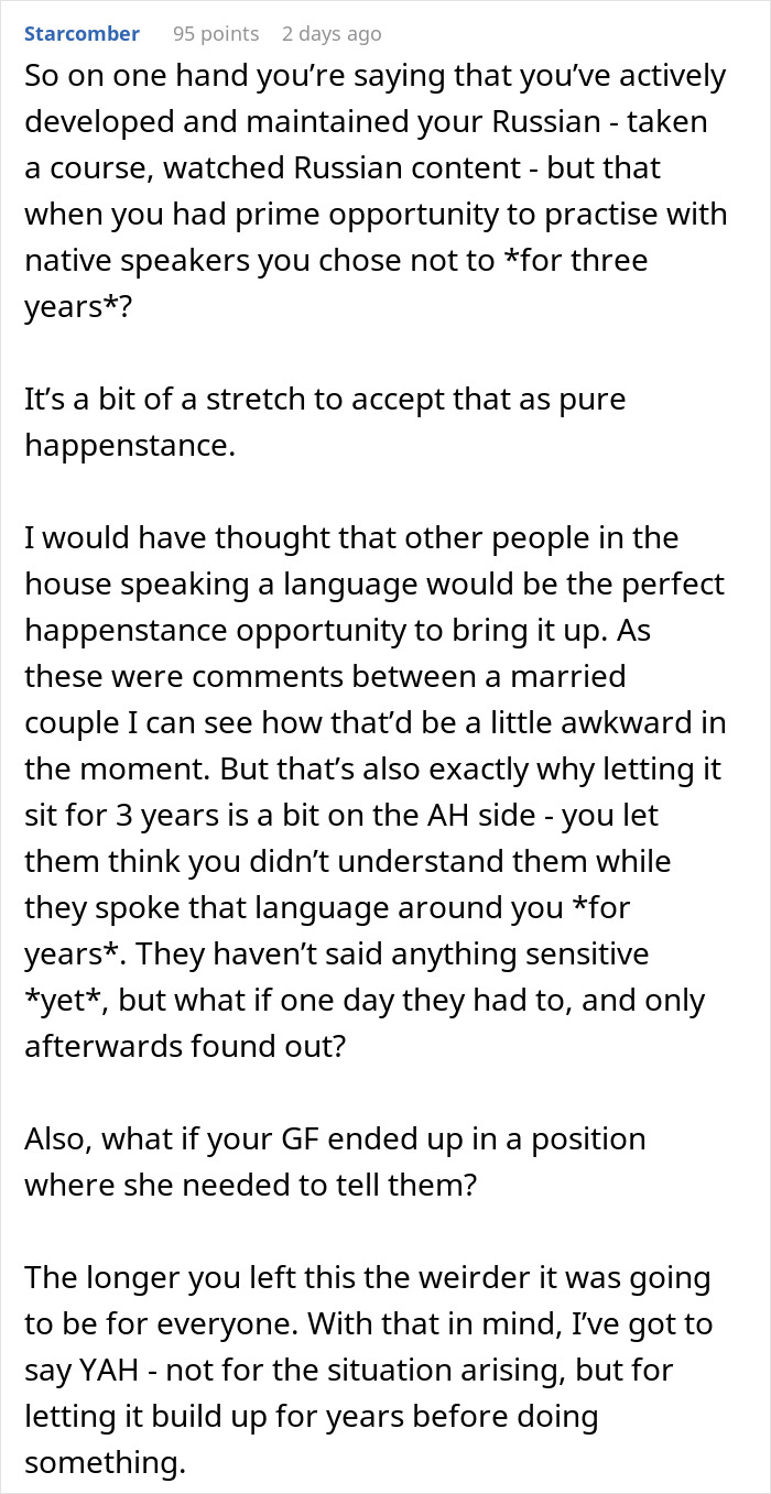 Guy’s Accidental Russian Reveal Leaves GF’s Parents Feeling Like He Was Hiding A Major Secret Guy’s Accidental Russian Reveal Leaves GF’s Parents Feeling Like He Was Hiding A Major Secret
