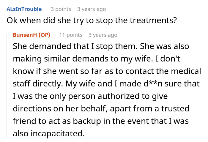 MIL Insults Husband For Letting His Very Sick Wife Trust Doctors Instead Of Relying On Her Cryptic Cures MIL Insults Husband For Letting His Very Sick Wife Trust Doctors Instead Of Relying On Her Cryptic Cures