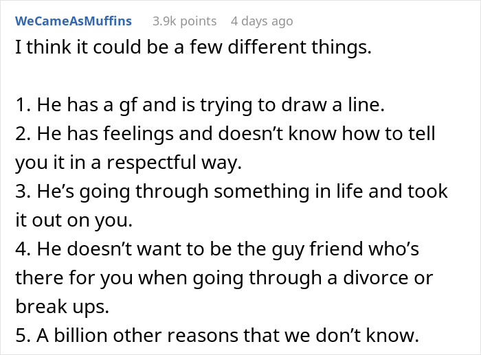 Bestie Pulls Away After Supporting Woman Through Divorce, Says He’s Not Her Husband Bestie Pulls Away After Supporting Woman Through Divorce, Says He’s Not Her Husband