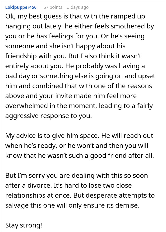 Bestie Pulls Away After Supporting Woman Through Divorce, Says He’s Not Her Husband Bestie Pulls Away After Supporting Woman Through Divorce, Says He’s Not Her Husband