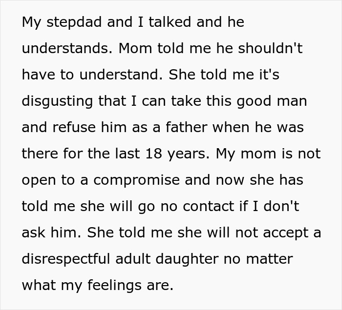 Bride Says Neither Her Dad Nor Stepdad Should Walk Her Down The Aisle, Mom Calls It Disrespectful Bride Says Neither Her Dad Nor Stepdad Should Walk Her Down The Aisle, Mom Calls It Disrespectful