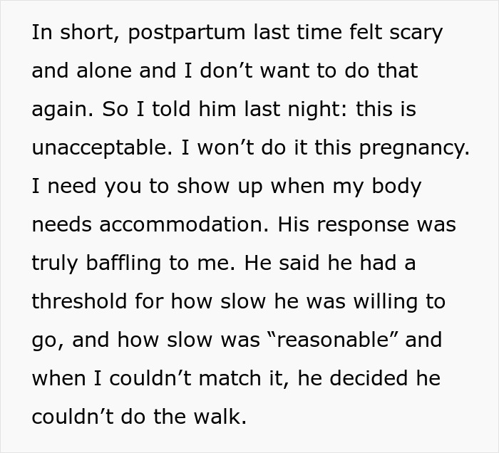 46YO Willing To Leave Pregnant Wife Behind While On Daily Walk, She Finally Reaches Breaking Point 46YO Willing To Leave Pregnant Wife Behind While On Daily Walk, She Finally Reaches Breaking Point
