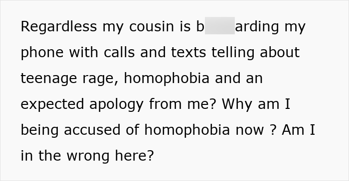 32YO Thinks That Being Gay Is His License To Be Rude To Bro’s In-Laws, Gets Snubbed By 17YO Cousin 32YO Thinks That Being Gay Is His License To Be Rude To Bro’s In-Laws, Gets Snubbed By 17YO Cousin
