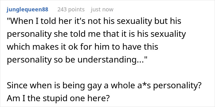 32YO Thinks That Being Gay Is His License To Be Rude To Bro’s In-Laws, Gets Snubbed By 17YO Cousin 32YO Thinks That Being Gay Is His License To Be Rude To Bro’s In-Laws, Gets Snubbed By 17YO Cousin