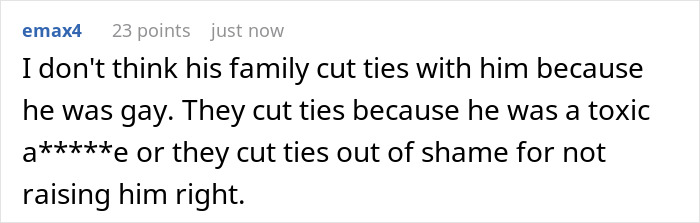 32YO Thinks That Being Gay Is His License To Be Rude To Bro’s In-Laws, Gets Snubbed By 17YO Cousin 32YO Thinks That Being Gay Is His License To Be Rude To Bro’s In-Laws, Gets Snubbed By 17YO Cousin