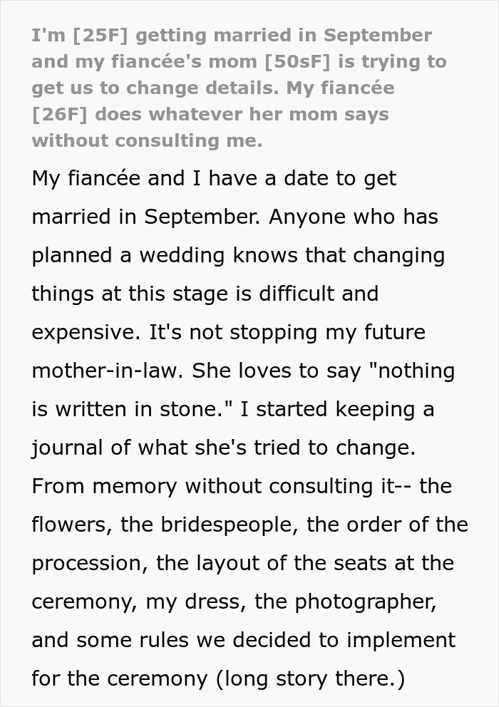 Bride Is Furious After Future MIL Tries To Take Over The Wedding, Then Realizes The Bigger Problem Was Her Fianc&eacute;e