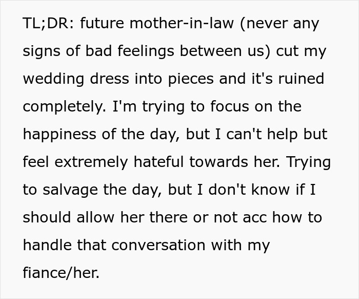 MIL Destroys Bride’s Dress Hours Before The Wedding, The Reason Leaves The Whole Family In Tears MIL Destroys Bride’s Dress Hours Before The Wedding, The Reason Leaves The Whole Family In Tears