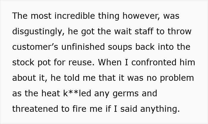 New Boss Cuts Costs By Reusing Customers’ Leftovers, Veteran Employee Makes Sure Authorities Know New Boss Cuts Costs By Reusing Customers’ Leftovers, Veteran Employee Makes Sure Authorities Know