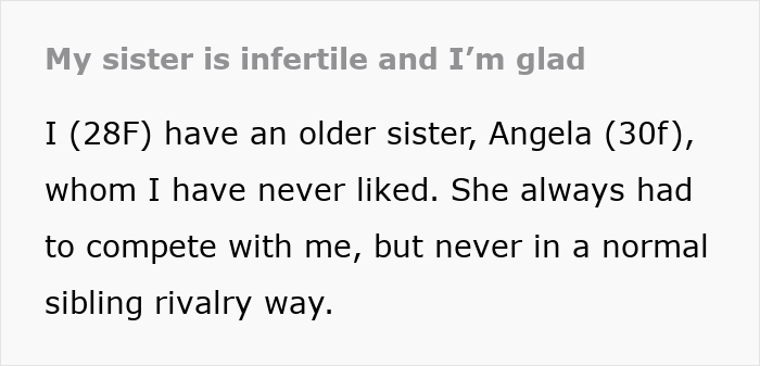 Woman Admits She’s Happy Toxic Sis Is Infertile, Says She Would Damage The Kid Like She Did With Her Woman Admits She’s Happy Toxic Sis Is Infertile, Says She Would Damage The Kid Like She Did With Her