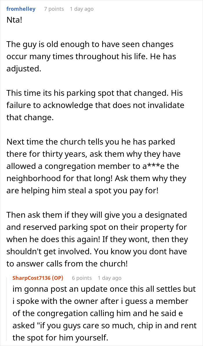Churchgoer’s Longtime Parking Habit Backfires When Driver Refuses To Clear The Way For His Car Churchgoer’s Longtime Parking Habit Backfires When Driver Refuses To Clear The Way For His Car