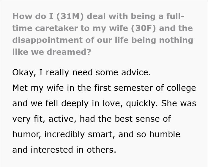 Husband’s Life Is A Living Hell Due To Wife’s Disability After An Accident: “Don’t Know If I Can Do This” Husband’s Life Is A Living Hell Due To Wife’s Disability After An Accident: “Don’t Know If I Can Do This”