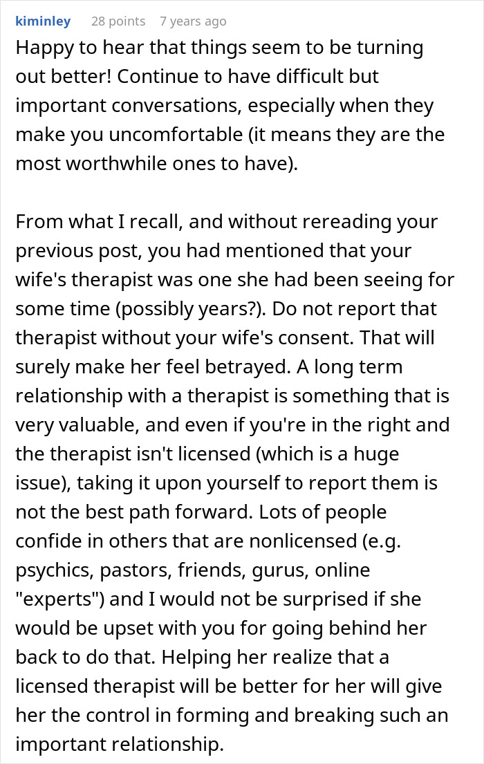 Wife Triggered By Younger Husband’s Ex, Suddenly Feels He’s Using Her, Her Biased Therapist Agrees