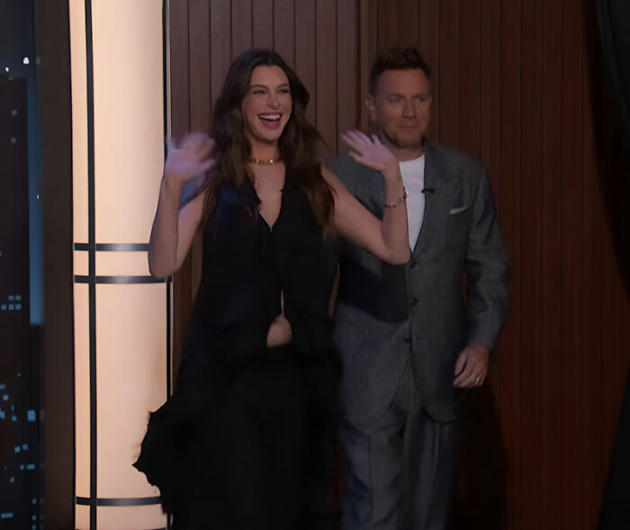 Anne Hathaway Pours Gas On Conspiracy Theories As Fans Analyze Bold Maternity Look For Jimmy Kimmel