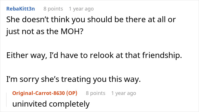 Bride Uninvites Maid Of Honor From The Wedding Out Of Nowhere, Her Reason For It Ends The Friendship