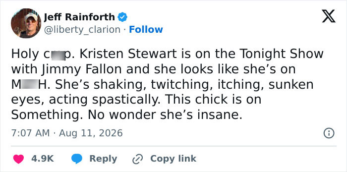 Kristen Stewart’s Unsettling Appearance On Jimmy Fallon Show Has Fans Speculating Something’s Wrong