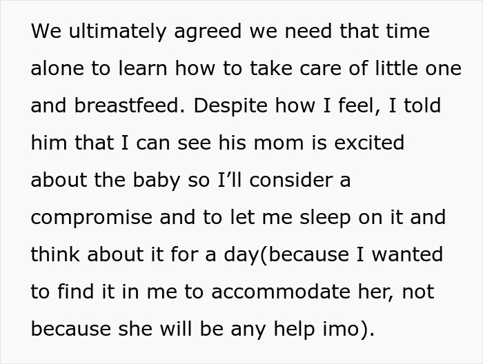 MIL Wants 20 Days With Newborn, Pregnant DIL Says Her Recovery Comes First And Cancels The Visit