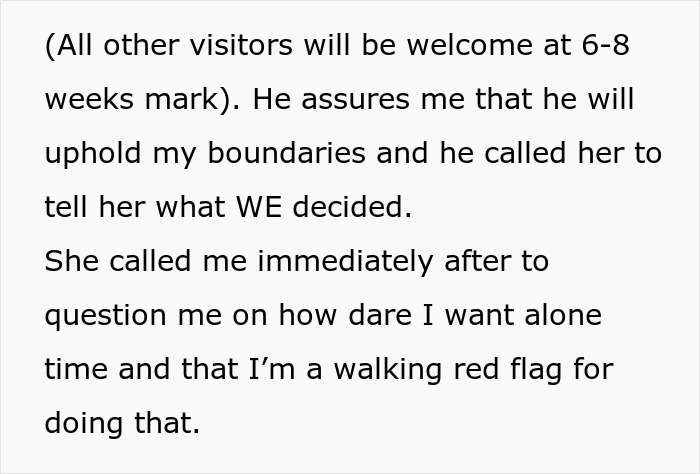 MIL Wants 20 Days With Newborn, Pregnant DIL Says Her Recovery Comes First And Cancels The Visit
