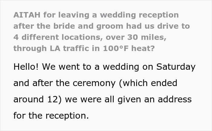 Couple Plan A 4-Venue Wedding Across LA, Guests Get Tired Of Driving And Start Heading Home Couple Plan A 4-Venue Wedding Across LA, Guests Get Tired Of Driving And Start Heading Home
