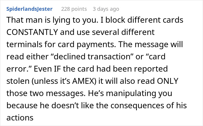 Woman Blocks Card To Teach Fiancé A Lesson About Cleaning, He’s Mad After Store Flags It As Stolen Woman Blocks Card To Teach Fiancé A Lesson About Cleaning, He’s Mad After Store Flags It As Stolen