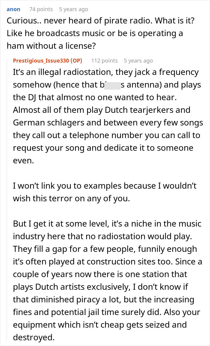 Rude Neighbor Blasts Radio Nightly, Disturbing New Parents, They Use His Illegal Antenna Against Him Rude Neighbor Blasts Radio Nightly, Disturbing New Parents, They Use His Illegal Antenna Against Him