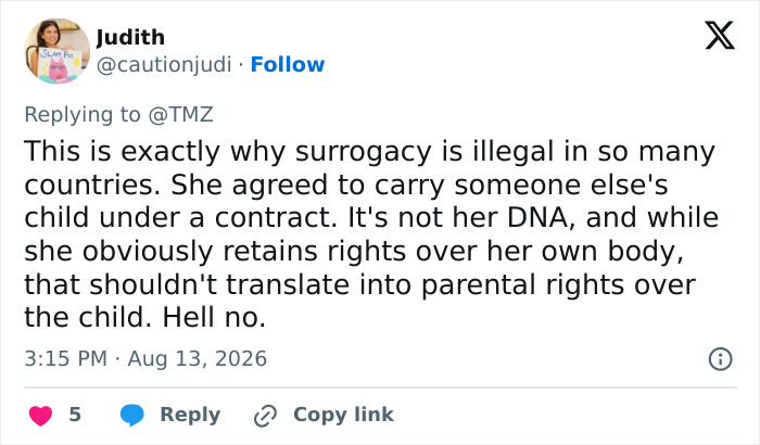 Surrogate Who Fought Parents’ Wishes To End Pregnancy Has Given Birth, Now She’s Banned From Seeing The Baby Surrogate Who Fought Parents’ Wishes To End Pregnancy Has Given Birth, Now She’s Banned From Seeing The Baby