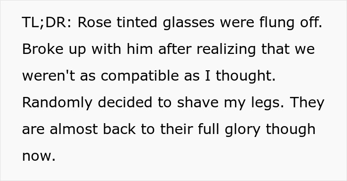 Woman Loses Rose-Tinted Glasses For BF After He Mocks Her Leg Hair Due To His Friends’ Comments Woman Loses Rose-Tinted Glasses For BF After He Mocks Her Leg Hair Due To His Friends’ Comments