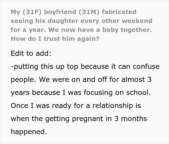 Guy Creates An Entire Fictional Relationship With His Child For A Year, GF Shell-Shocked Guy Creates An Entire Fictional Relationship With His Child For A Year, GF Shell-Shocked