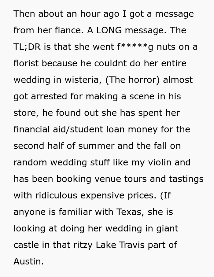 Bride Expects Former Classmate To Learn Violin For Her Wedding, Is Shocked When She Laughs Her Off Bride Expects Former Classmate To Learn Violin For Her Wedding, Is Shocked When She Laughs Her Off