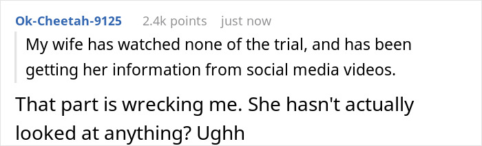 Wife Becomes Obsessed With Criminal Trial, Gets Mad When Hubby Refuses To Agree With Her Theory Wife Becomes Obsessed With Criminal Trial, Gets Mad When Hubby Refuses To Agree With Her Theory
