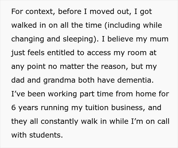 Controlling Mom Walks In On Her 22YO Daughter Whenever She Likes, Forbids Her From Locking The Door Controlling Mom Walks In On Her 22YO Daughter Whenever She Likes, Forbids Her From Locking The Door