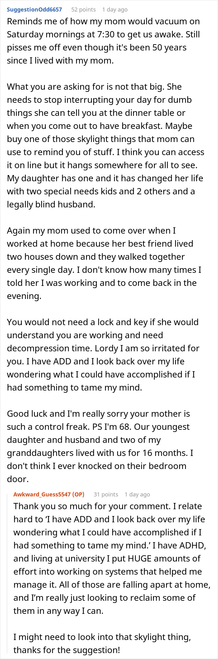 Controlling Mom Walks In On Her 22YO Daughter Whenever She Likes, Forbids Her From Locking The Door Controlling Mom Walks In On Her 22YO Daughter Whenever She Likes, Forbids Her From Locking The Door
