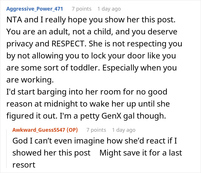 Controlling Mom Walks In On Her 22YO Daughter Whenever She Likes, Forbids Her From Locking The Door Controlling Mom Walks In On Her 22YO Daughter Whenever She Likes, Forbids Her From Locking The Door
