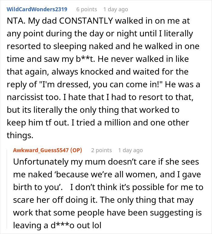 Controlling Mom Walks In On Her 22YO Daughter Whenever She Likes, Forbids Her From Locking The Door Controlling Mom Walks In On Her 22YO Daughter Whenever She Likes, Forbids Her From Locking The Door