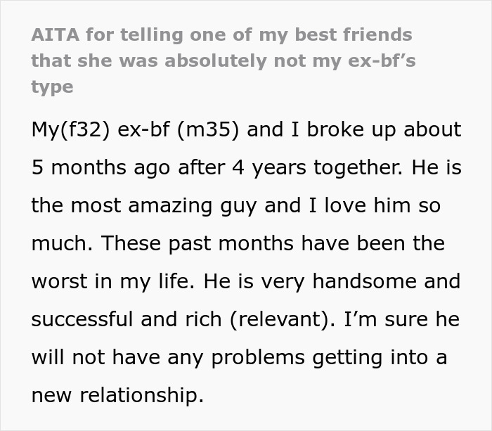 Woman Calls Dibs On Heartbroken Bestie’s Ex, Decides One Month Is Enough And Asks Him Out Woman Calls Dibs On Heartbroken Bestie’s Ex, Decides One Month Is Enough And Asks Him Out