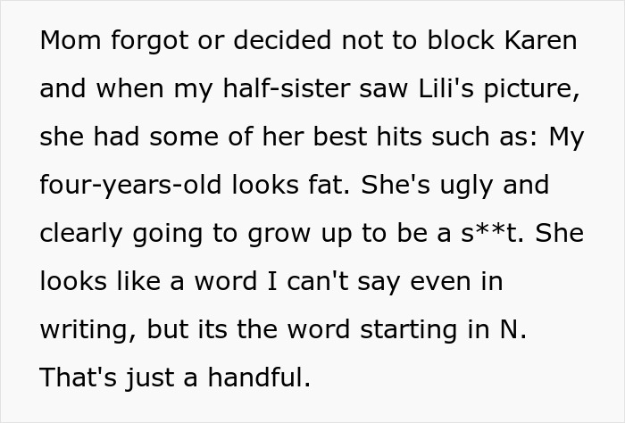 Half-Sis Taunts Woman Over Her Infertility, Months Later Decides She’d Make A Great Mom To Her Baby Half-Sis Taunts Woman Over Her Infertility, Months Later Decides She’d Make A Great Mom To Her Baby